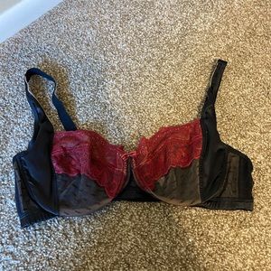 Black & red lace bra
